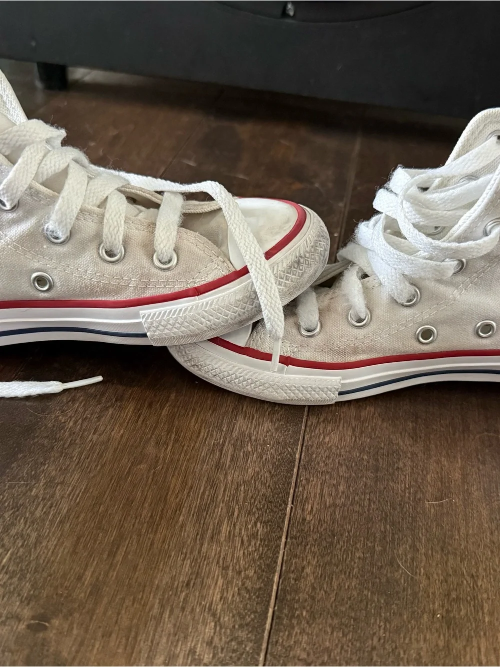 Classic Kids White High-Top Canvas Sneakers with Red Accent